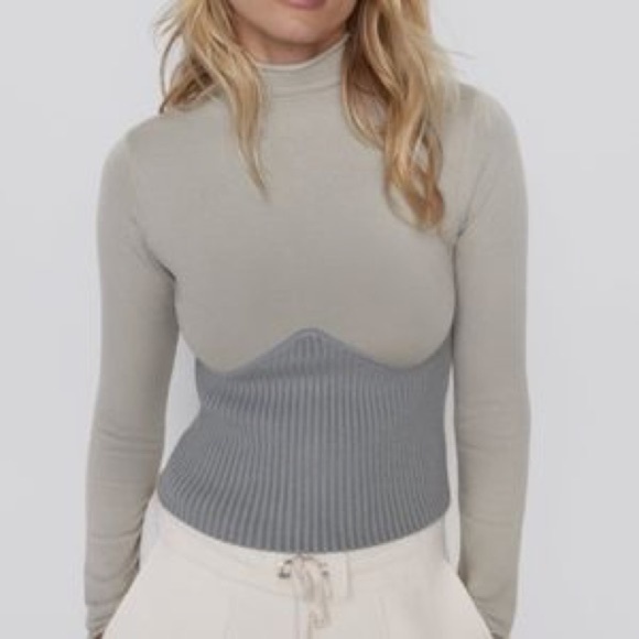 ZARA Combination Knit Bustier Turtleneck - Picture 1 of 5